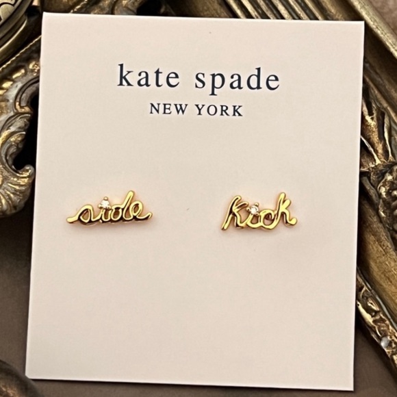 KATE SPADE • Gold Say Yes Sidekick Earrings Bridesmaid Mom Friend Love - Picture 5 of 5